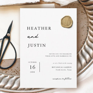 Elegant Gold Wax Seal  Unique Wedding Invitation