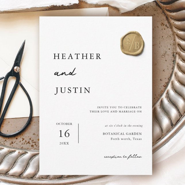 Elegant Gold Wax Seal  Unique Wedding Invitation (Creator Uploaded)