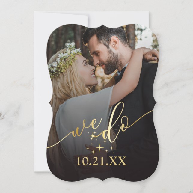 Elegant Gold We Do Wedding Invitation (Front)