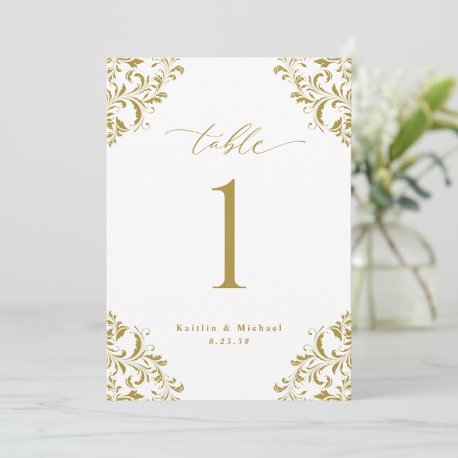 Elegant Gold Wedding 5x7 Table Number Cards (Standing Front)