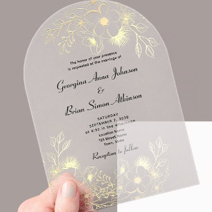 Elegant Gold Wedding Acrylic Invitations