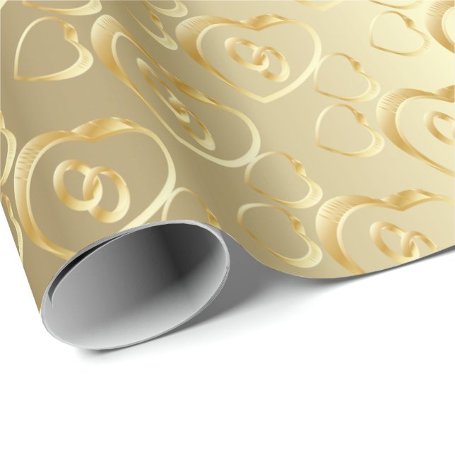 Elegant Gold Wedding Bands Wrapping Paper (Roll Corner)