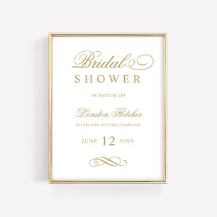 Elegant Gold Wedding Bridal Shower Welcome Poster
