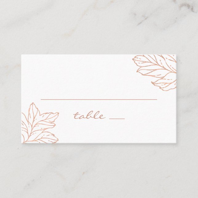 Elegant gold wedding. Classic botanical fall Place Card (Front)