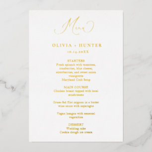 Elegant Gold Wedding Dinner Menu Cards