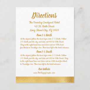 Elegant Gold Wedding Directions Details Glam Enclosure Card