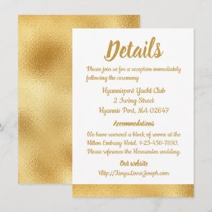 Elegant Gold Wedding Directions Details Glam Invitation