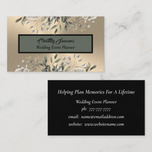 Elegant Gold Wedding Event Planner Business Card