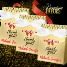 Elegant Gold Wedding Favour Box with Custom Names 