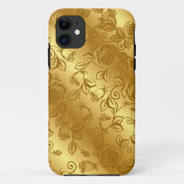 Elegant Gold Wedding Floral iPhone Case (Back)