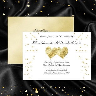 Elegant Gold Wedding Hearts Invitation