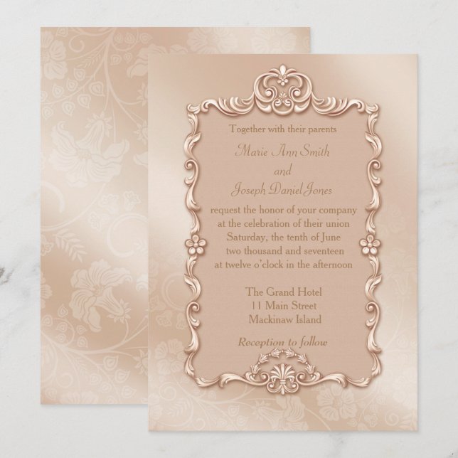 Elegant Gold Wedding Invitation (Front/Back)