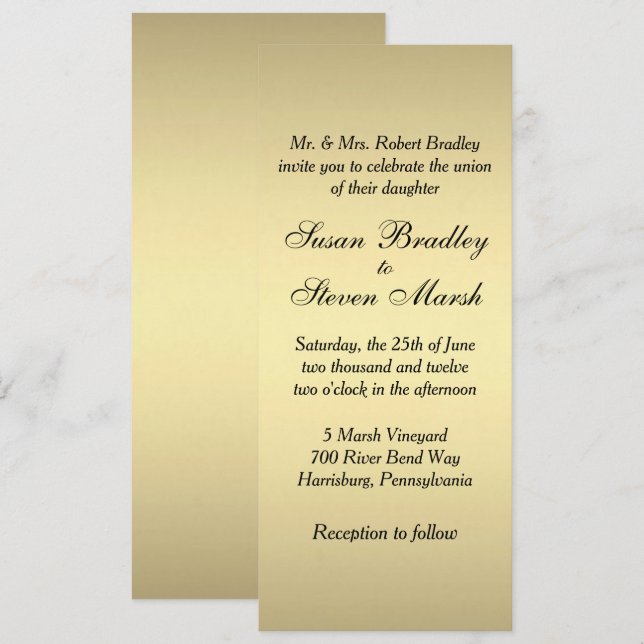 Elegant Gold Wedding Invitation (Front/Back)