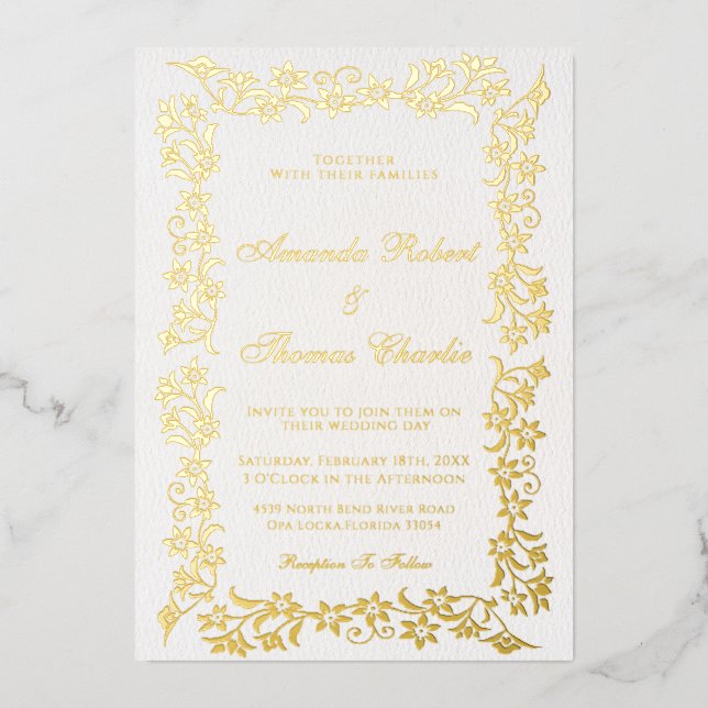 Elegant Gold Wedding Invitation  (Front)