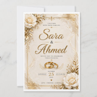 Elegant Gold Wedding Invitation | Classic Floral W