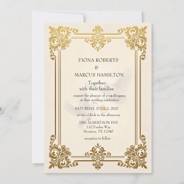 Elegant Gold Wedding Invitation Luxury Formal (Front)