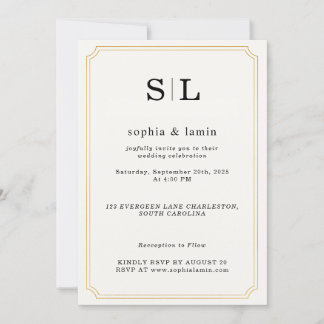 Elegant Gold Wedding Invitation with Monogram