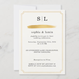 Elegant Gold Wedding Invitation with Monogram
