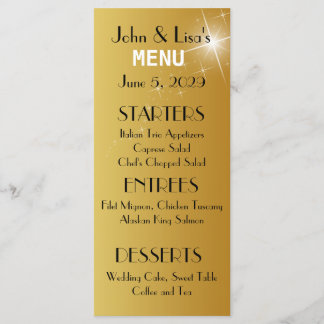 Elegant Gold Wedding Menu Card Custom Rack Card