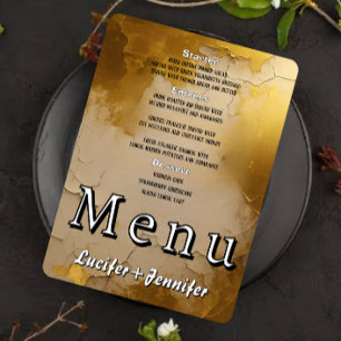 Elegant Gold Wedding Menu Card with Couple Photo
