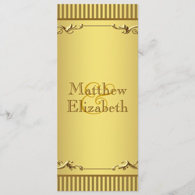 Elegant Gold Wedding Menu Program (Front)