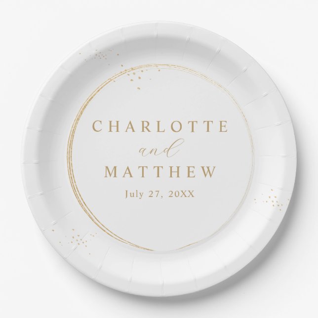 Elegant Gold Wedding  Paper Plate (Front)