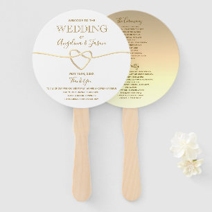 Elegant Gold Wedding Program Hand Fan