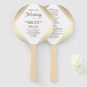 Elegant Gold Wedding Program Hand Fan