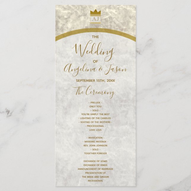 Elegant Gold Wedding Programme (Front)