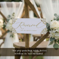 Elegant Gold Wedding Reserved Chair or Row Sign