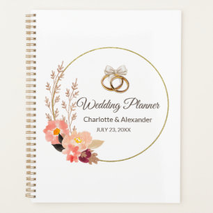 Elegant Gold Wedding Rings Personalised Planner
