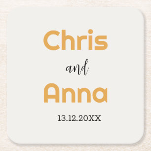 Elegant Gold Wedding Square Paper Coaster