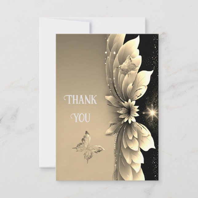 Elegant Gold Wedding Thank You Card (Front)
