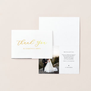 Elegant Gold Wedding Thank You Card with Photo