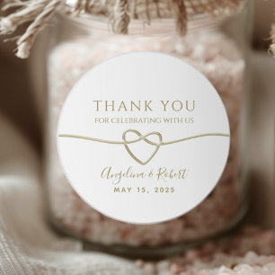 Elegant Gold Wedding Thank You Favour Classic Round Sticker