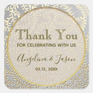 Elegant Gold Wedding Thank You Favour Square Sticker