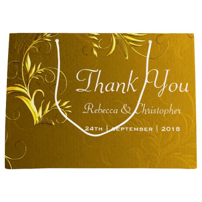 Elegant Gold Wedding Thank You Large Gift Bag (Front)