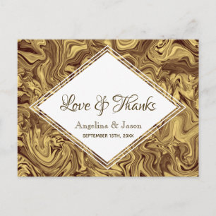 Elegant Gold Wedding Thank You Postcard