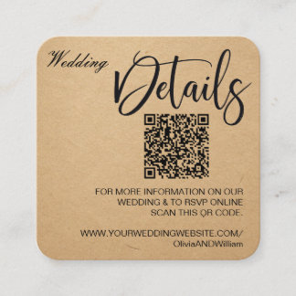Elegant Gold Wedding Website QR Code RSVP Insert