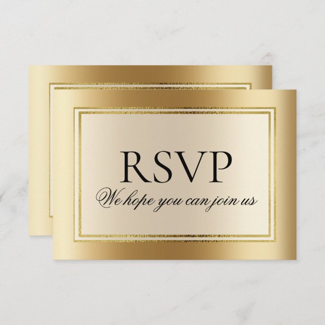 Elegant Gold Wedding Website RSVP Invitation (Front/Back)