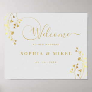Elegant Gold Welcome & Floral Wedding Welcome Sign