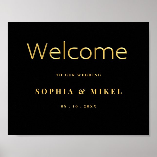 Elegant Gold Welcome golden Wedding Welcome Sign (Front)