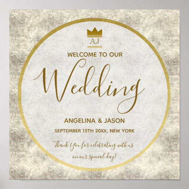 Elegant Gold Welcome Wedding Poster (Front)