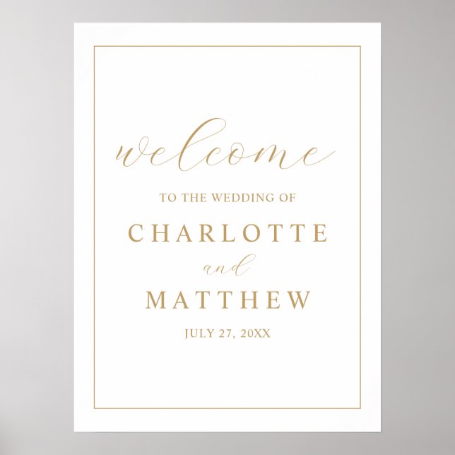 Elegant Gold Welcome Wedding Poster (Front)