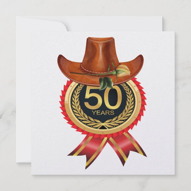Elegant Gold Western Fifty Invitation (Front)