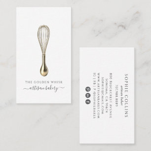 Elegant Gold Whisk Baker Bakery Chef Caterer Business Card