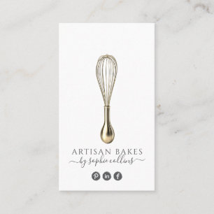 Elegant Gold Whisk Baker Bakery Pastry Chef Business Card