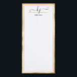 Elegant Gold White 2 Monogram Script Name Magnetic Magnetic Notepad<br><div class="desc">Modern, Elegant Calligraphy 2 Monogram Script Gold and White Name Custom Personalised Note cards. It features faux gold foil frame on white background. You can customise this notepad with your name, 2 monogram initial (hand lettered calligraphy script). If you do not need personalise you can delete it. Perfect for teachers,...</div>