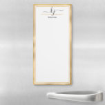 Elegant Gold White 2 Monogram Script Name Magnetic Notepad<br><div class="desc">Modern, Elegant 2 Monogram Calligraphy Script Name Custom Personalised Note cards. It features faux gold foil frame on white background. You can customise this notepad with your name, 2 monogram initial (hand lettered calligraphy script). If you do not need personalise you can delete it. Perfect for teachers, networking, entrepreneur, beauty...</div>