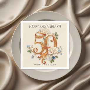 Elegant Gold & White 50th Wedding Anniversary Napkin